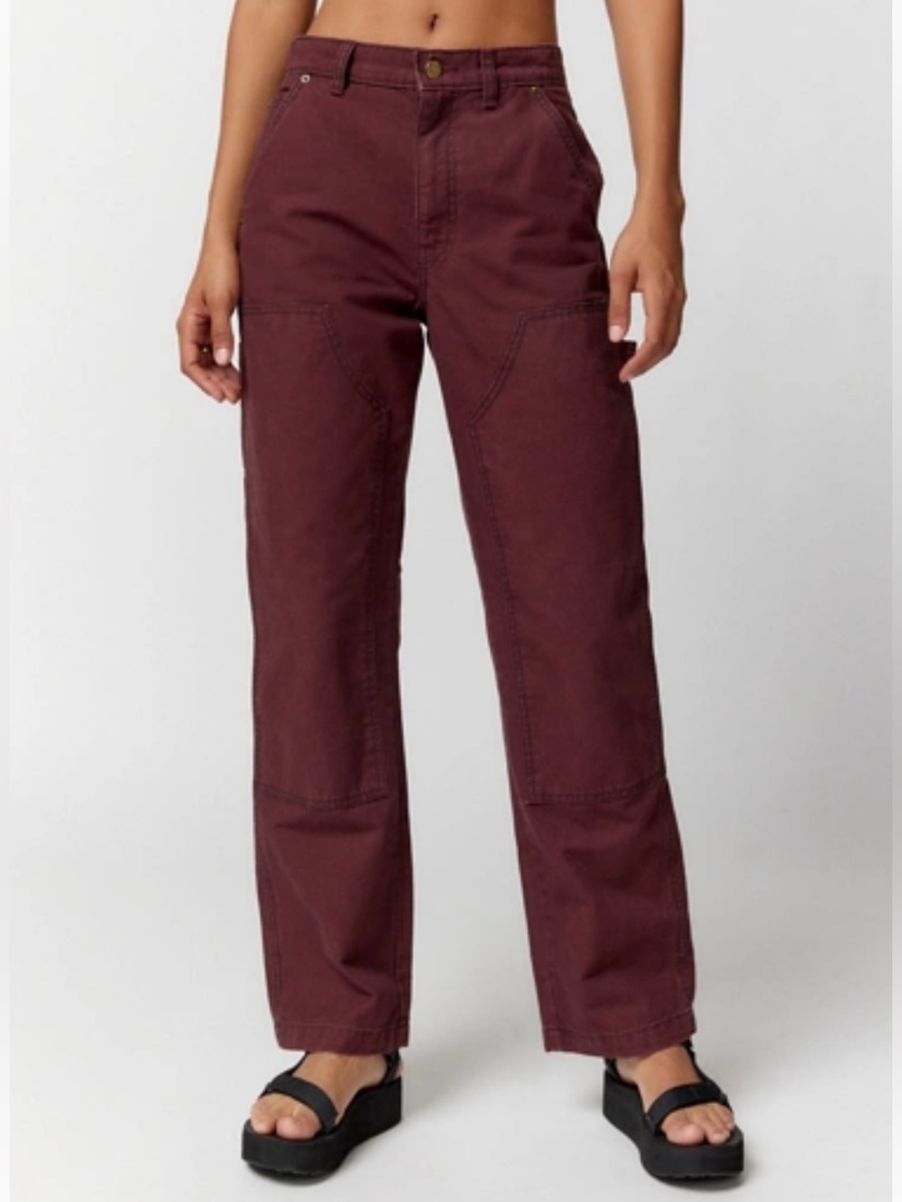 BDG Canvas Carpenter Pants in Deep Wine